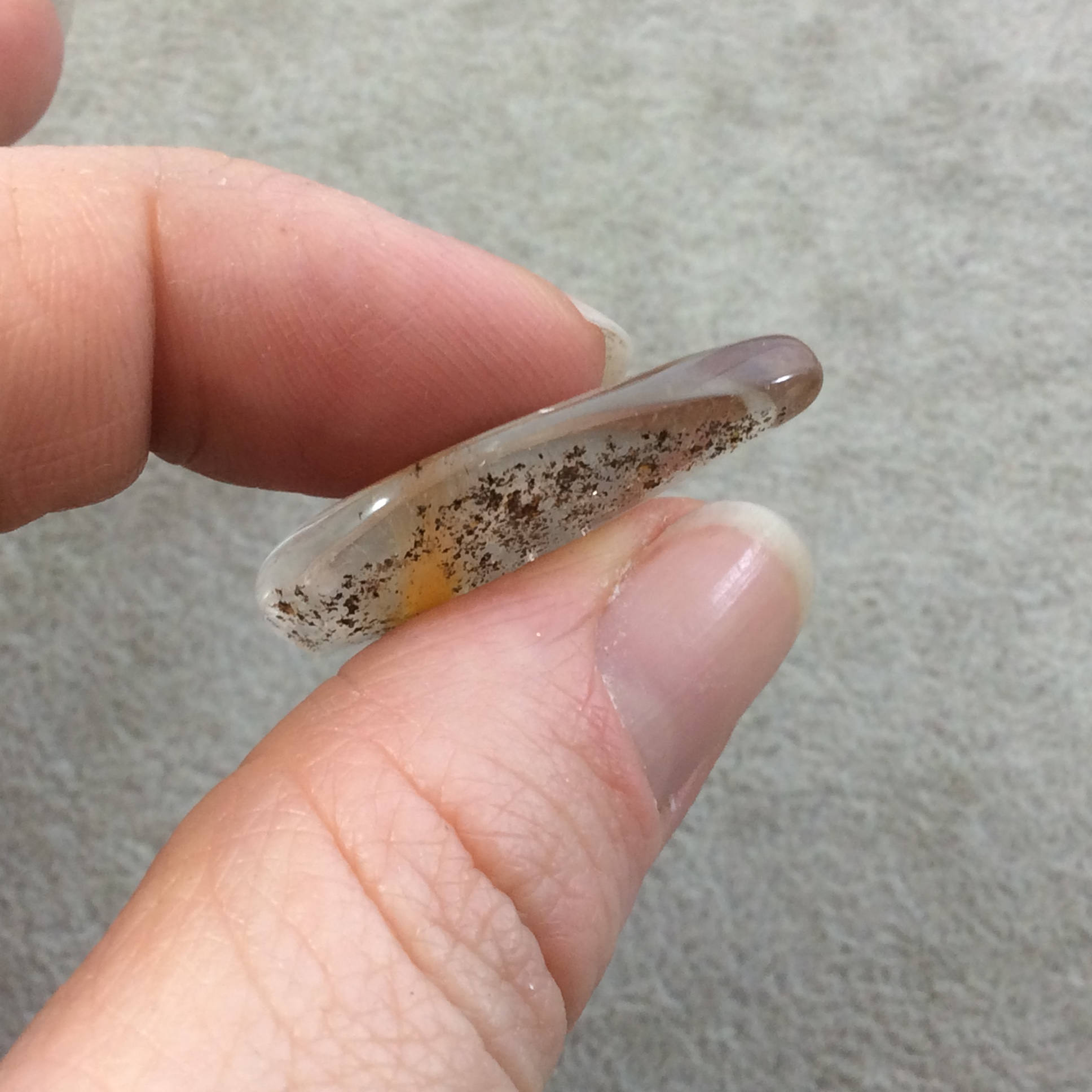 Natural Lodolite (Scenic/Garden Quartz) Teardrop Shaped Reverse Domed Cabochon - Measuring 20mm x 32mm, 6.5mm Dome - Quality Gemstone Cab