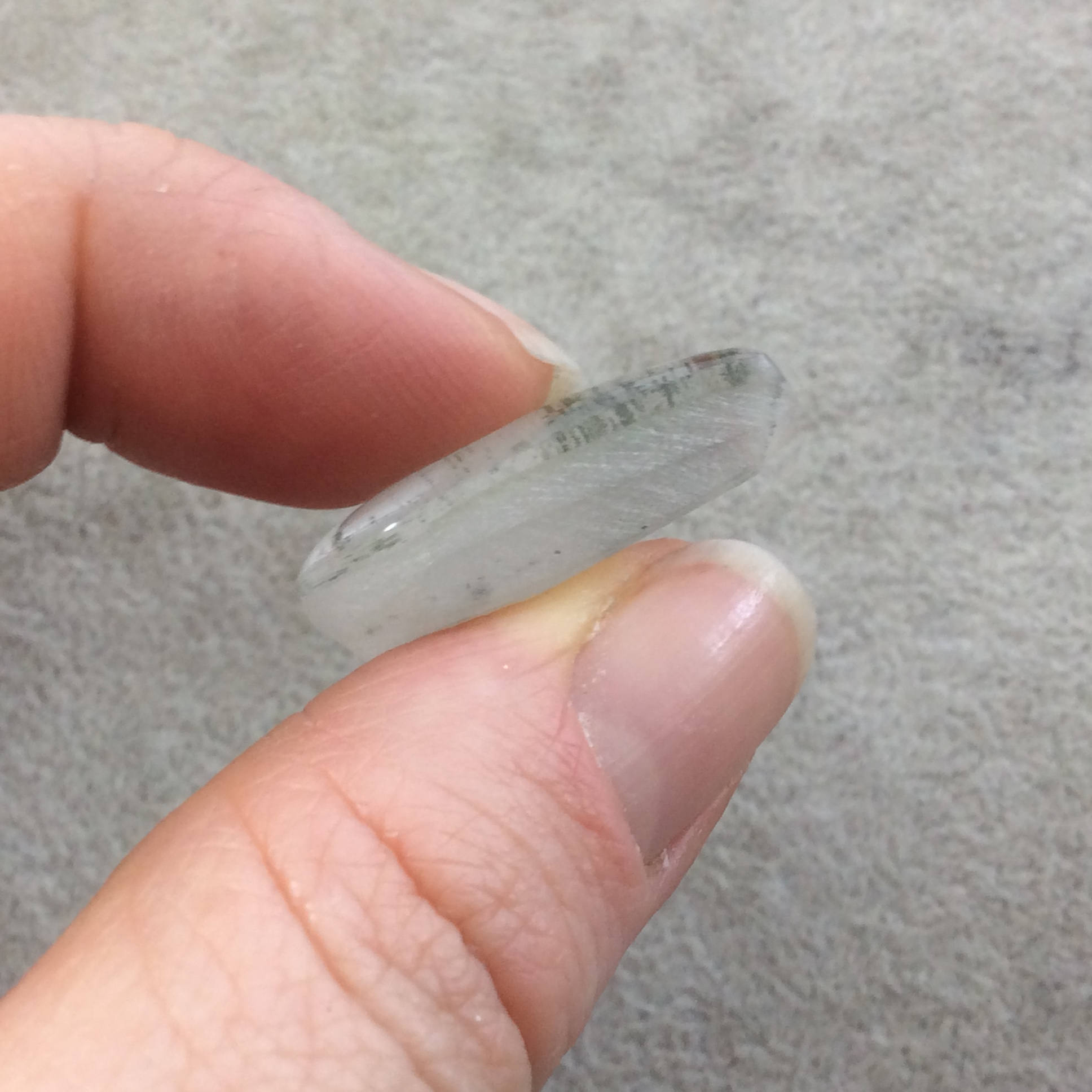 Natural Lodolite (Scenic/Garden Quartz) Curved Tear Shaped Reverse Domed Cabochon - Measuring 18mm x 27mm, 8.5mm Dome - Quality Gemstone Cab