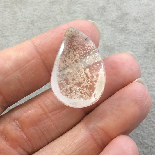 Natural Lodolite (Scenic/Garden Quartz) Curved Tear Shaped Reverse Domed Cabochon - Measuring 18mm x 27mm, 12mm Dome - Quality Gemstone Cab