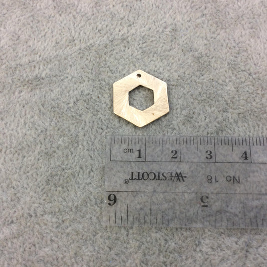 Small Gold Plated Copper Open Cutout Thick Hex/Hexagon Shaped Components - Measuring 17mm x 19mm - Sold in Packs of 10 (182-GD)