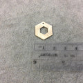 Small Gold Plated Copper Open Cutout Thick Hex/Hexagon Shaped Components - Measuring 17mm x 19mm - Sold in Packs of 10 (182-GD)