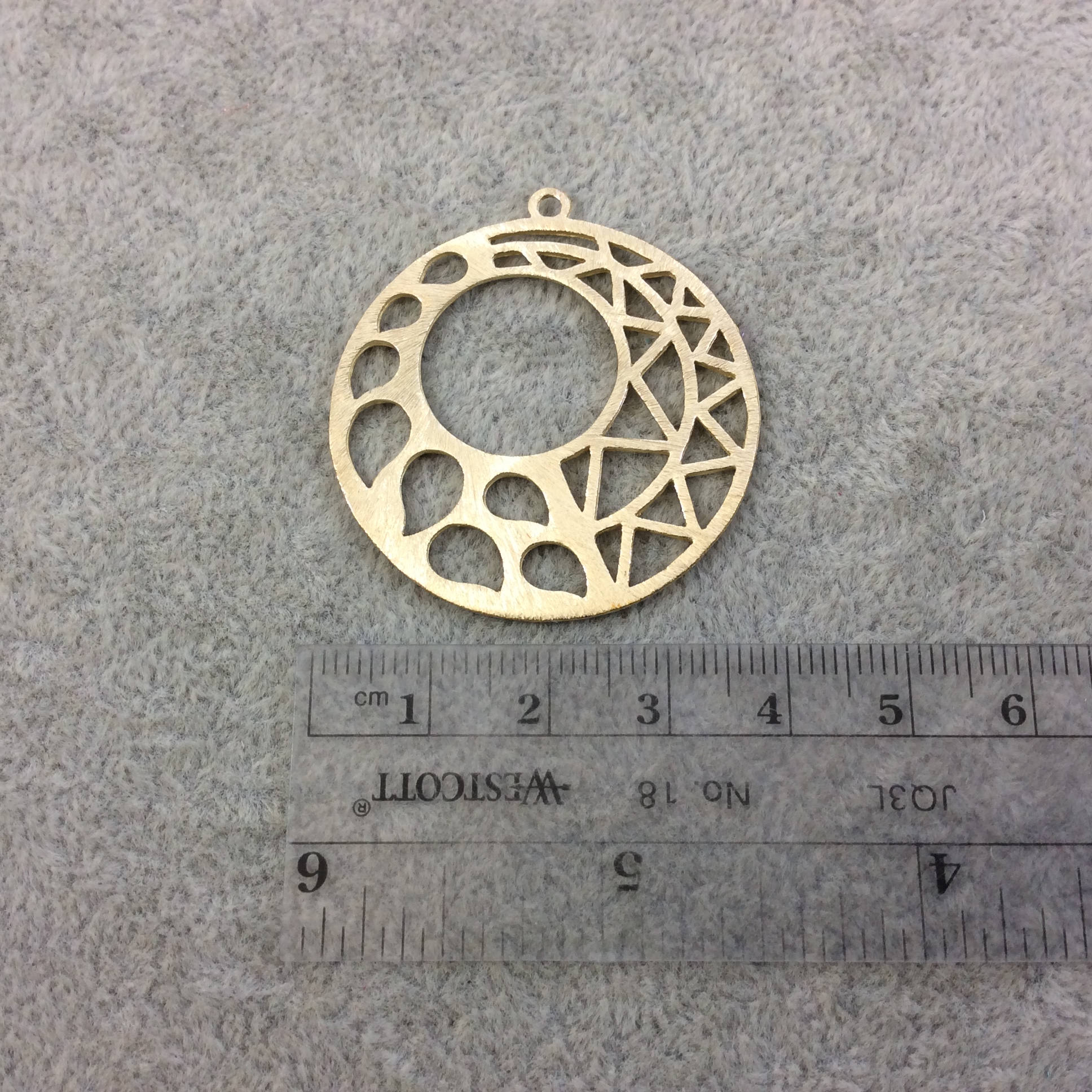 Large Gold Plated Geometric Sun/Rain Cutout Round Shaped Brushed Copper Components - Measuring 39mm x 39mm - Sold in Packs of 4 (346-GD)