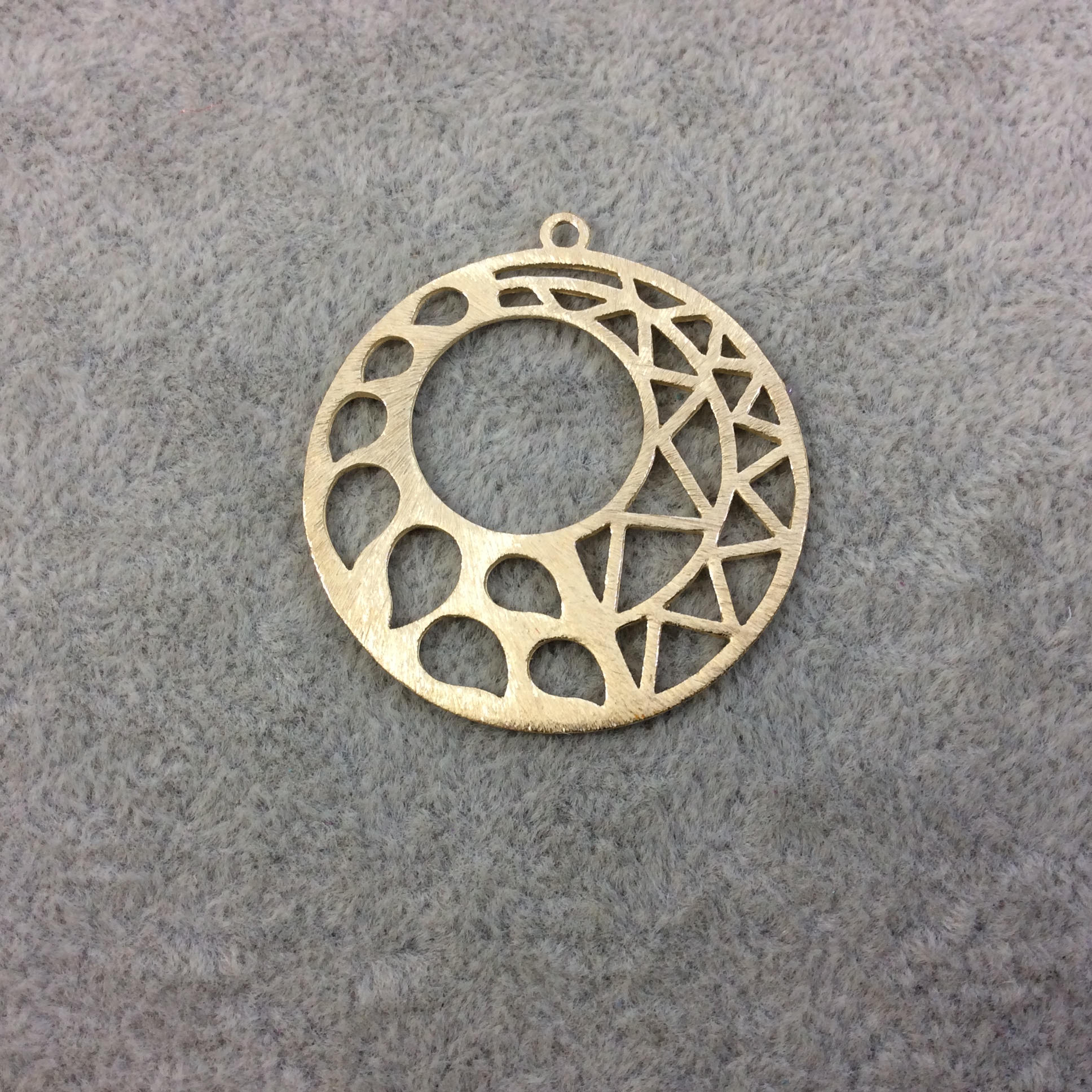 Large Gold Plated Geometric Sun/Rain Cutout Round Shaped Brushed Copper Components - Measuring 39mm x 39mm - Sold in Packs of 4 (346-GD)