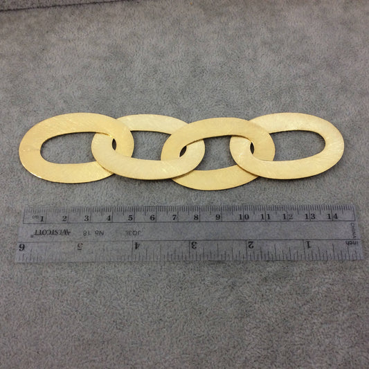 37mm x 55mm Gold Brushed Finish Single Set of Closed/Linked Thick Oval Shaped Plated Copper Components  - 163mm (6.5") Long - (151-GD)