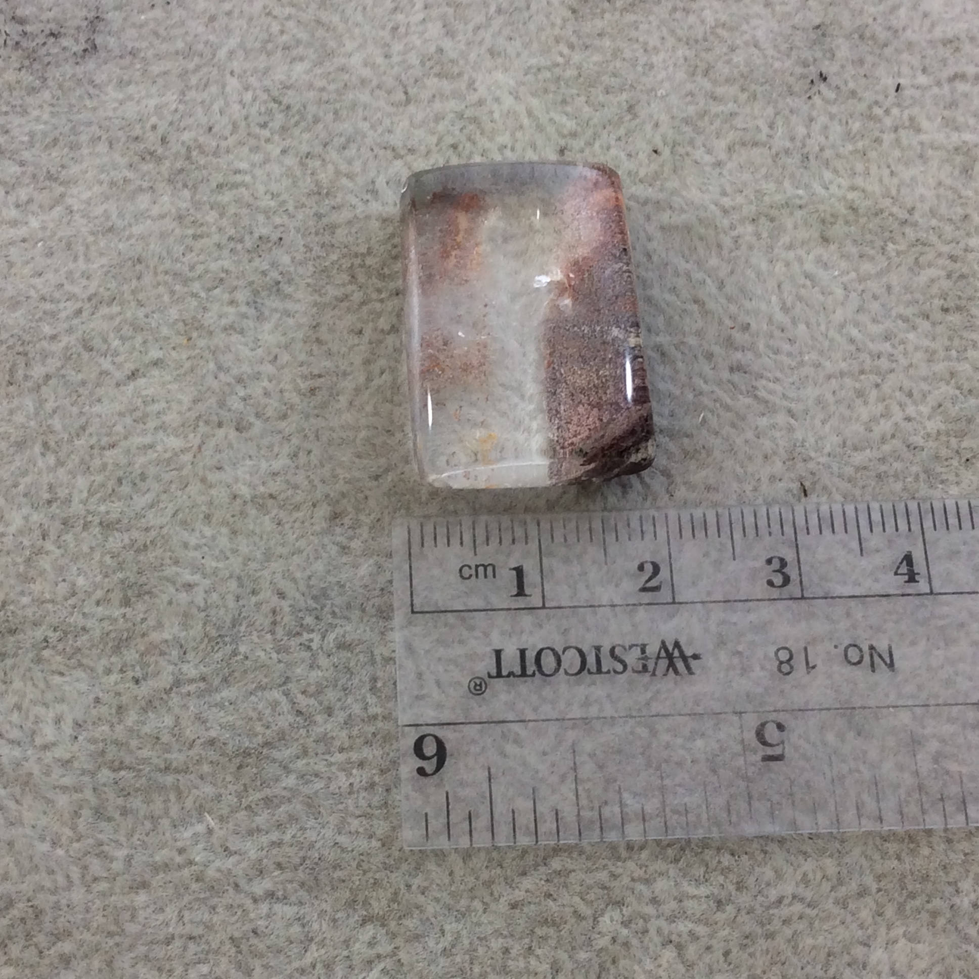 Natural Lodolite (Scenic/Garden Quartz) Rectangle Shaped Reverse Domed Cabochon - Measuring 19mm x 26mm, 9mm Dome - Quality Gemstone Cab