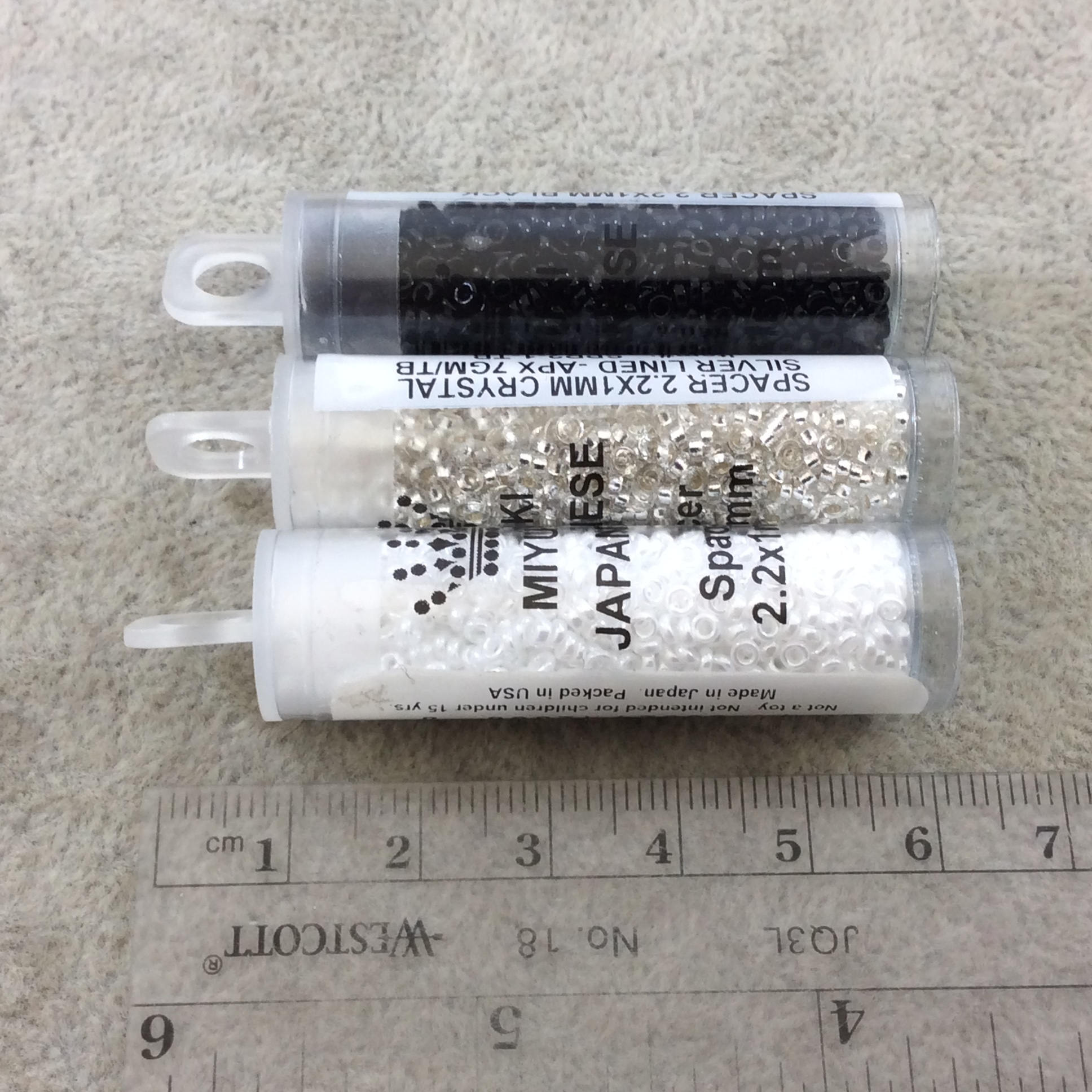 1mm x 2mm Glossy Galvanized Gold Genuine Miyuki Glass Seed Spacer Beads - Sold by 7 Gram Tubes (Approx 770 Beads per Tube) - (SPR2-4202)
