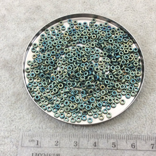 1mm x 3mm MATTE Metallic Patina Iris Genuine Miyuki Glass Seed Spacer Beads - Sold by 8 Gram Tubes (Approx 520 Beads per Tube) - (SPR3-2008)