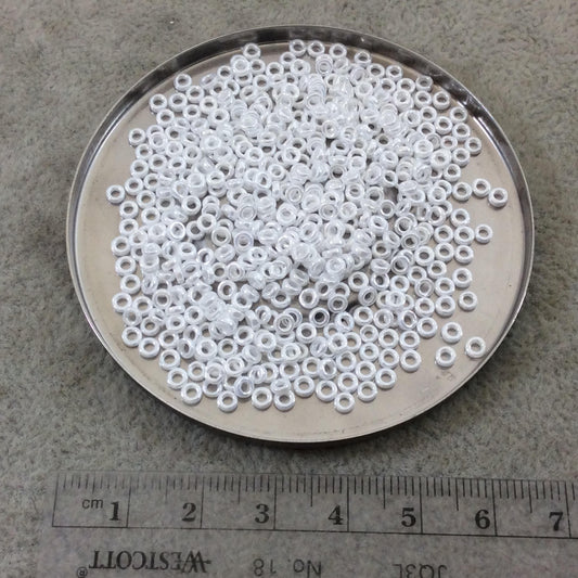 1mm x 3mm Glossy White Luster Genuine Miyuki Glass Seed Spacer Beads - Sold by 8 Gram Tubes (Approx 520 Beads per Tube) - (SPR3-420)