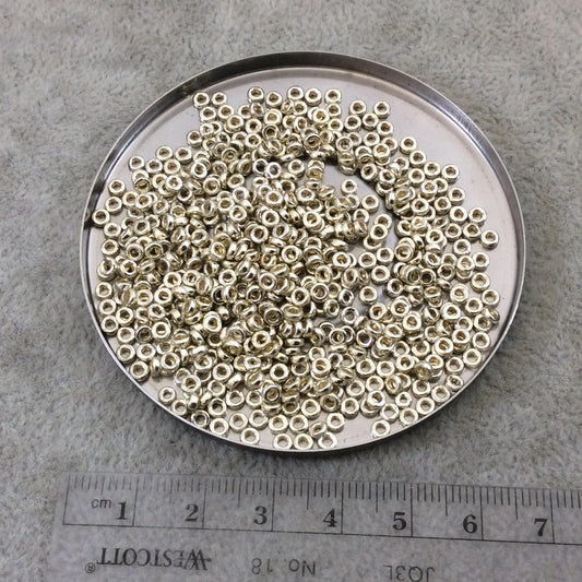 1mm x 3mm Glossy Galvanized Silver Genuine Miyuki Glass Seed Spacer Beads - Sold by 8 Gram Tubes (Approx 520 Beads per Tube) - (SPR3-4201)