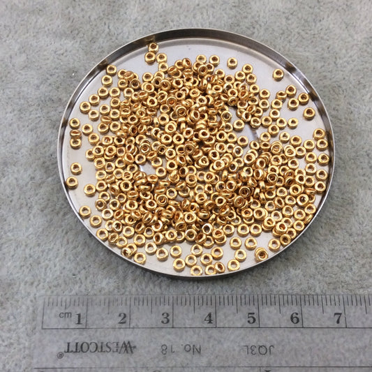 1mm x 3mm Glossy Galvanized Gold Genuine Miyuki Glass Seed Spacer Beads - Sold by 8 Gram Tubes (Approx 520 Beads per Tube) - (SPR3-4202)