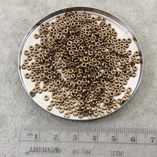 1mm x 3mm Glossy Metallic Bronze Genuine Miyuki Glass Seed Spacer Beads - Sold by 8 Gram Tubes (Approx 520 Beads per Tube) - (SPR3-457)