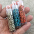 Size 11/0 Glossy Finish Purple Coated Brass Seed Beads with 1.1mm Holes - Sold by 2", 13 Gm. Tubes (Approx. 700 Beads per Tube) - (MT11-PRP)