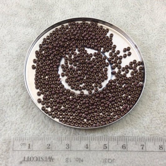 Size 11/0 Glossy Finish Dark Brown Coated Brass Seed Beads with 1.1mm Holes - Sold by 2", 13 Gram Tubes (~700 Beads per Tube) - (MT11-DKBWN)