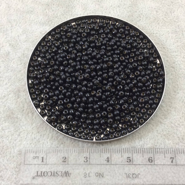 Size 8/0 Glossy Finish Black Coated Brass Seed Beads with 1.1mm Holes - Sold by 5", 36 Gram Tubes (Approx. 900 Beads per Tube) - (MT8-BLK)
