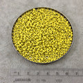 Size 8/0 Glossy Finish Yellow Coated Brass Seed Beads with 1.1mm Holes - Sold by 5", 36 Gram Tubes (~900 Beads per Tube) - (MT8-YEL)