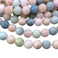 12mm Glossy Finish Natural Multicolor Pastel Morganite Round/Ball Shaped Beads with 1mm Holes - Sold by 15.75" Strands (Approx. 34 Beads)