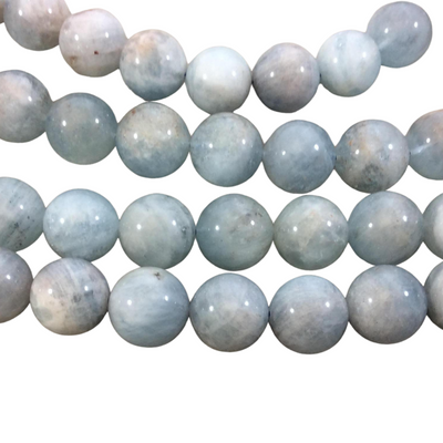 12.5-13mm Glossy Finish Natural Light Blue Aquamarine Round/Ball Shaped Beads with 1mm Holes - Sold by 15.75" Strands (Approx. 32 Beads)