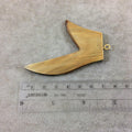 2.75" Light/Medium Brown Flat Long Antler Shape Natural Wooden Pendant with Gold Plated Ring - Measuring 56mm x 70mm, Approx. - (TR275LMFWA)