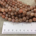 10mm Smooth Peach Moonstone Round/Ball Shaped Beads with 1mm Holes - 15.25" Strand (Approx. 39 Beads) - Natural High Quality Gemstone