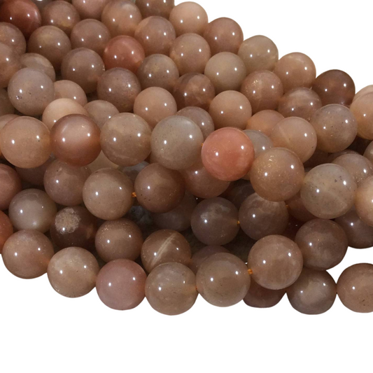 10mm Smooth Peach Moonstone Round/Ball Shaped Beads with 1mm Holes - 15.25" Strand (Approx. 39 Beads) - Natural High Quality Gemstone