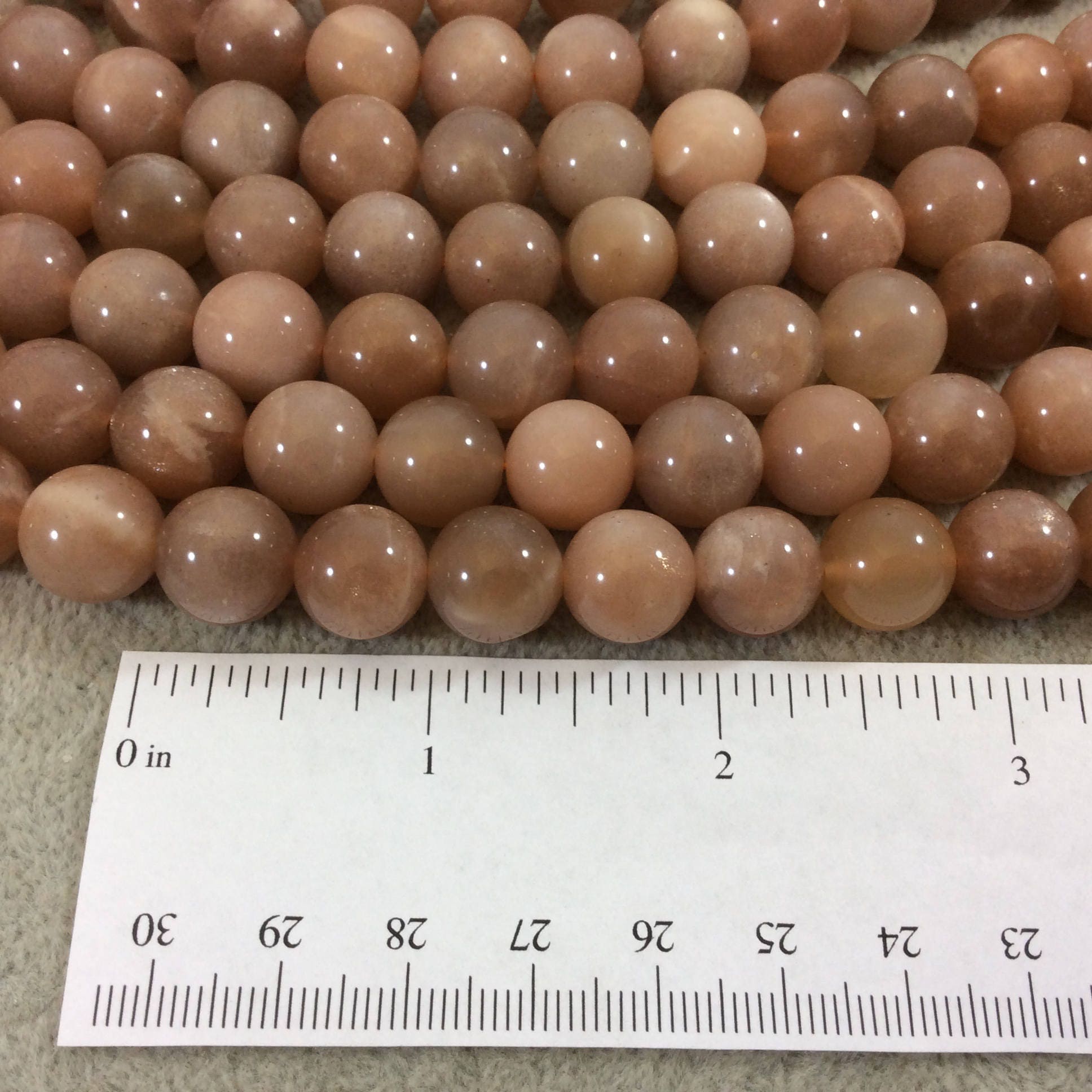Peach Moonstone Beads - 12mm Smooth Round Beads
