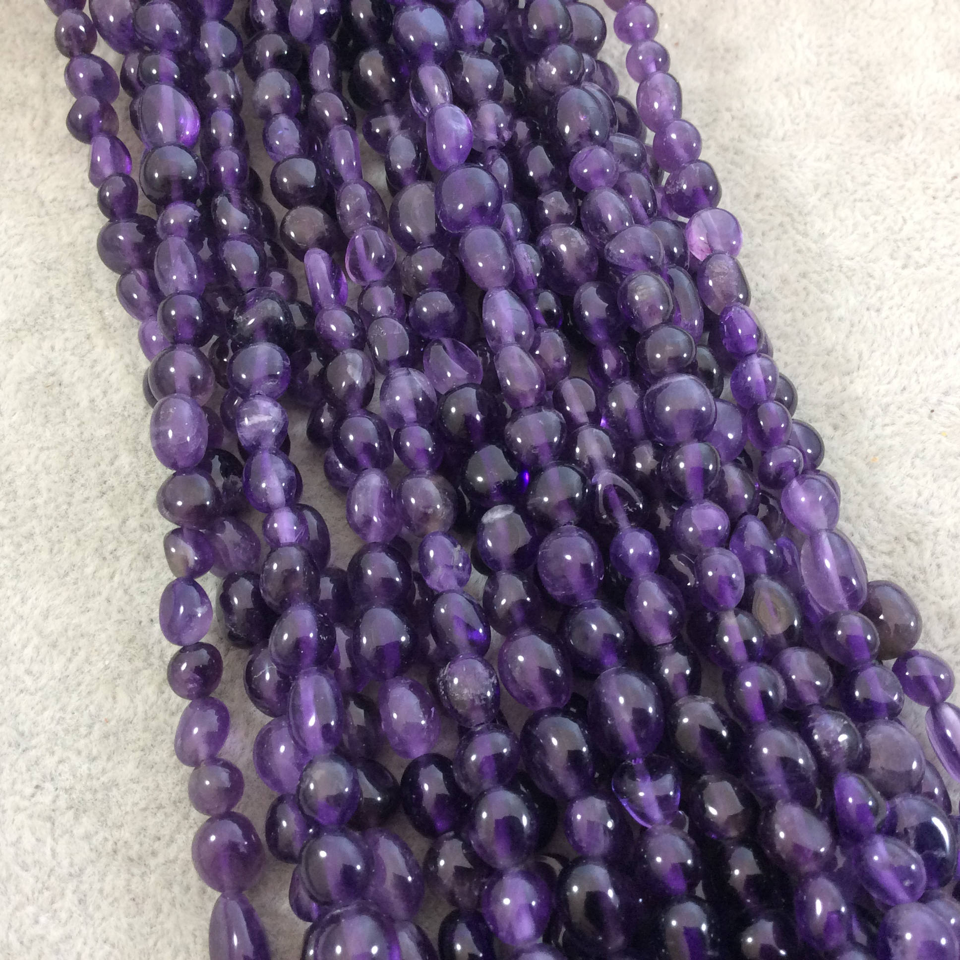 Natural Dark Amethyst Freeform Nugget Shape Beads with 1mm Holes - Sold by 15.5" Strands (Approx. 49 Beads) - Measuring 5-8mm Long, Approx.