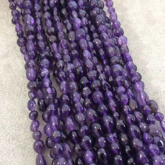 Natural Dark Amethyst Freeform Nugget Shape Beads with 1mm Holes - Sold by 15.5" Strands (Approx. 49 Beads) - Measuring 5-8mm Long, Approx.