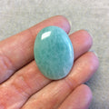 OOAK Natural Blue/Green Amazonite Oblong Oval Shaped Flat Back Cabochon "10"- Measuring 23mm x 32mm, 5.5mm Dome - High Quality Gemstone