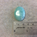 OOAK Natural Blue/Green Amazonite Oblong Oval Shaped Flat Back Cabochon "10"- Measuring 23mm x 32mm, 5.5mm Dome - High Quality Gemstone