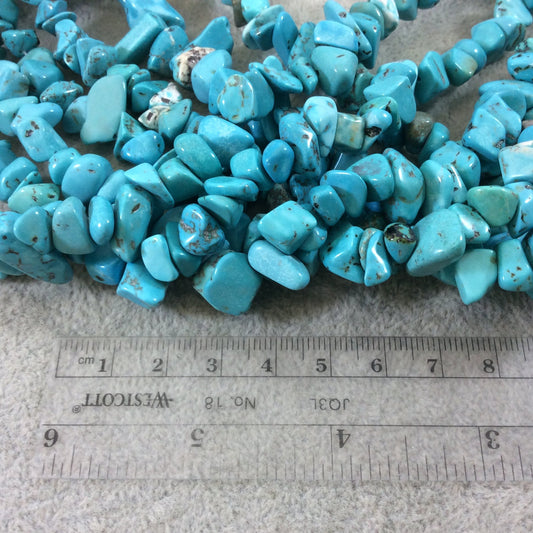 Dyed Turquoise Howlite Chunky Nugget Shaped Beads with 1mm Holes - Sold by 16" Strands (Approx. 75-80 Beads) - Measuring 10-15mm Wide