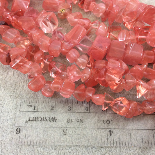 Dyed "Cherry" Quartz Chunky Nugget Shaped Beads with 1mm Holes - Sold by 16" Strands (Approx. 75-80 Beads) - Measuring 10-15mm Wide