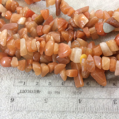 Natural Orange Aventurine Chunky Nugget Shaped Beads with 1mm Holes - Sold by 16" Strands (Approx. 75-80 Beads) - Measuring 10-15mm Wide