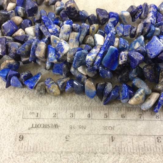 Natural Mixed Lapis Lazuli Chunky Nugget Shaped Beads with 1mm Holes - Sold by 16" Strands (Approx. 75-80 Beads) - Measuring 10-15mm Wide