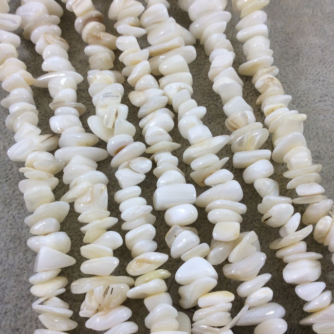 Natural Mother of Pearl Chunky Nugget Shaped Beads with 1mm Holes - Sold by 16" Strands (Approx. 75-80 Beads) - Measuring 10-15mm Wide