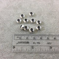 Spacer 4mm x 8mm Glossy Finish Bright Silver Plated Brass Rondelle Shaped Metal Spacer Beads with 2mm Holes Loose, Sold in Bags of 10 Beads