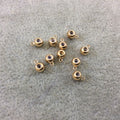 4mm x 5mm Glossy Finish Brass Plated Gold Rondelle Shaped Metal Spacer Beads With Ring and 1mm Holes - Loose, Sold in Bags of 10  Beads