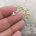 BULK LOT - Pack of Six (6) Gold Vermeil Pointed/Cut Stone Faceted Oval Shaped Clear Natural Quartz Bezel Connectors  Measuring 4mm x 6mm