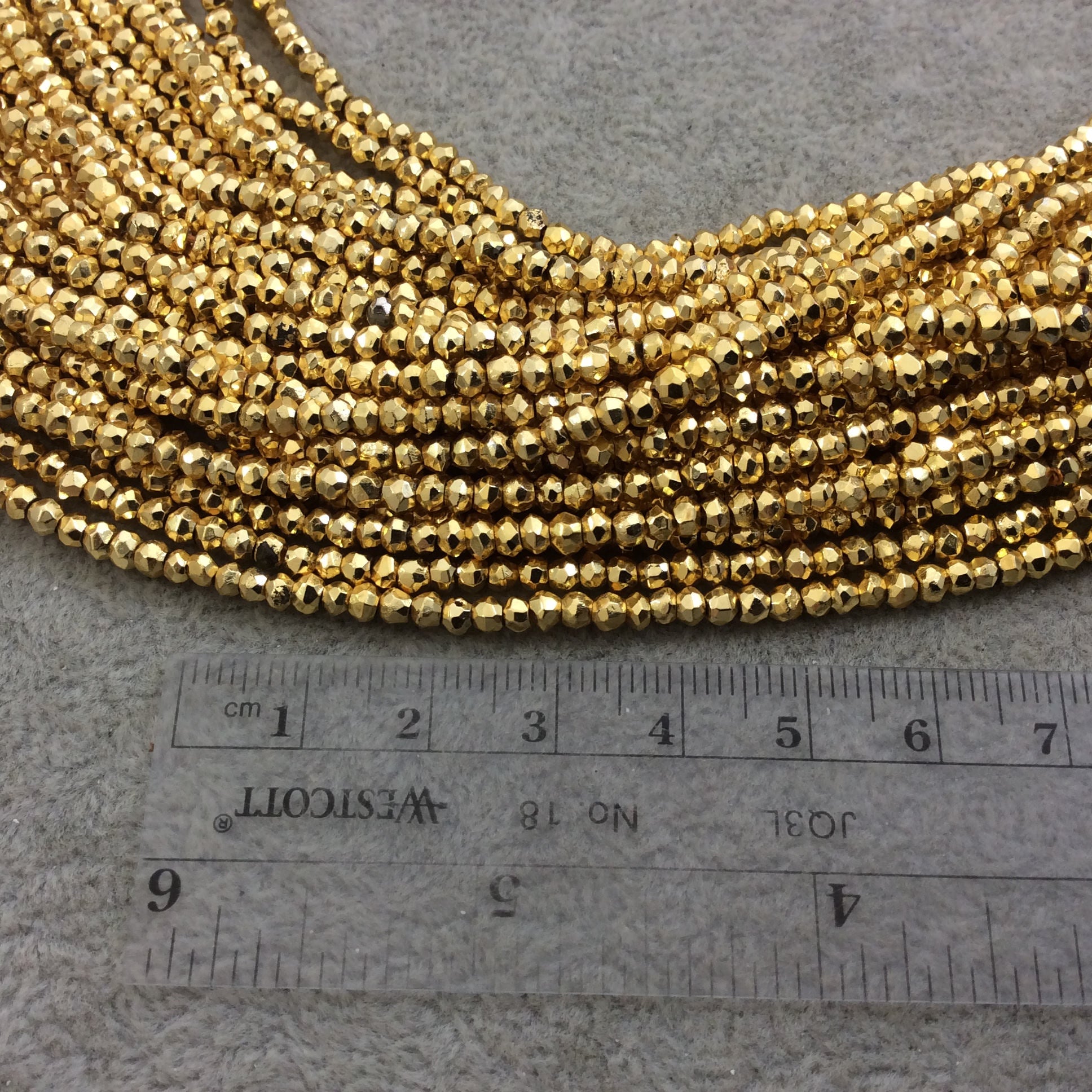 Gold Plated Pyrite Beads - 3mm AAA Pyrite