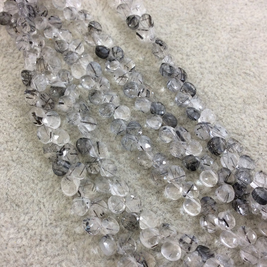 4mm Faceted Tourmalated Quartz Heart Teardrop Shaped Beads