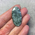 OOAK Natural Green Seraphinite Oblong Oval Shaped Flat Back Cabochon - Measuring 19mm x 39mm, 4.5mm Dome Height - Gemstone Cab