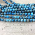 8mm Glossy Finish Dyed Blue Natural Crazy Lace Agate Round/Ball Shaped Beads with 1mm Holes - Sold by 15.5" Strands (Approx. 49 Beads)