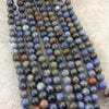 6mm Glossy Finish Natural Mixed Blue Dumortierite Round/Ball Shaped Beads with 1mm Holes - Sold by 15" Strands (Approx. 62 Beads)