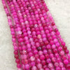 6mm Faceted Mixed Fuchsia Agate Round/Ball Shaped Beads - 15.5" Strand (Approximately 64 Beads) - Natural Semi-Precious Gemstone