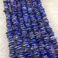 Glossy Finish Natural Lapis Lazuli Flat Nugget Beads with 1mm Holes - Sold by 15.5" Strand (Approx. 120 Beads) - Measuring 2-3mm x 8-12mm
