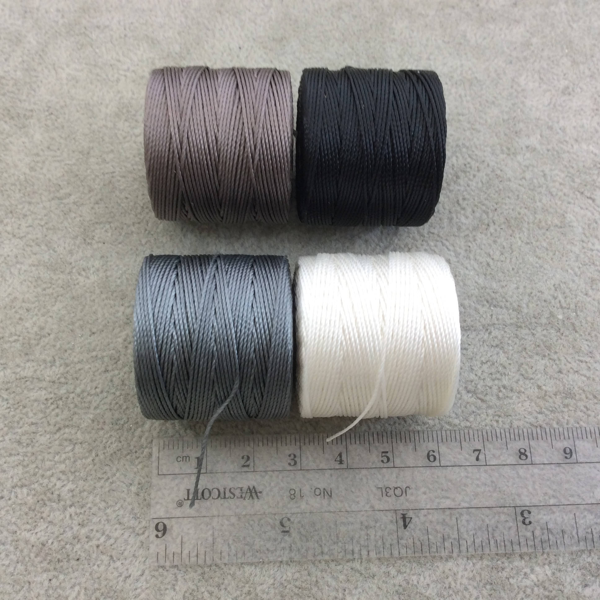 SET OF 4 - Beadsmith S-Lon 210 Color Coordinated Basic/Dark Mix Nylon Macrame/Jewelry Cord Spool Set - 0.5mm Thick - (SL210-MIX1)