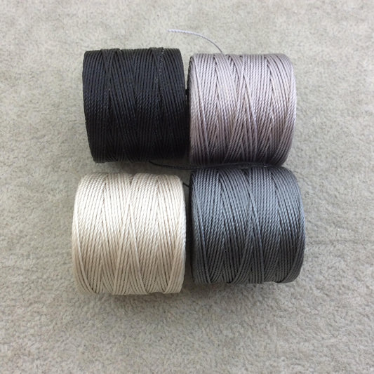 SET OF 4 - Beadsmith S-Lon 210 Color Coordinated Cool Neutral Mix Nylon Macrame/Jewelry Cord Spool Set - 0.5mm Thick - (SL210-MIX162)