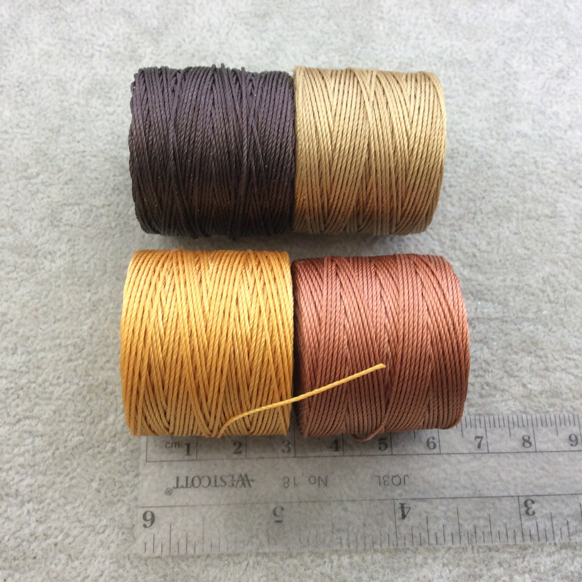 SET OF 4 - Beadsmith S-Lon 210 Color Coordinated Wheatberry Mix Nylon Macrame/Jewelry Cord Spool Set - 0.5mm Thick - (SL210-MIX104)