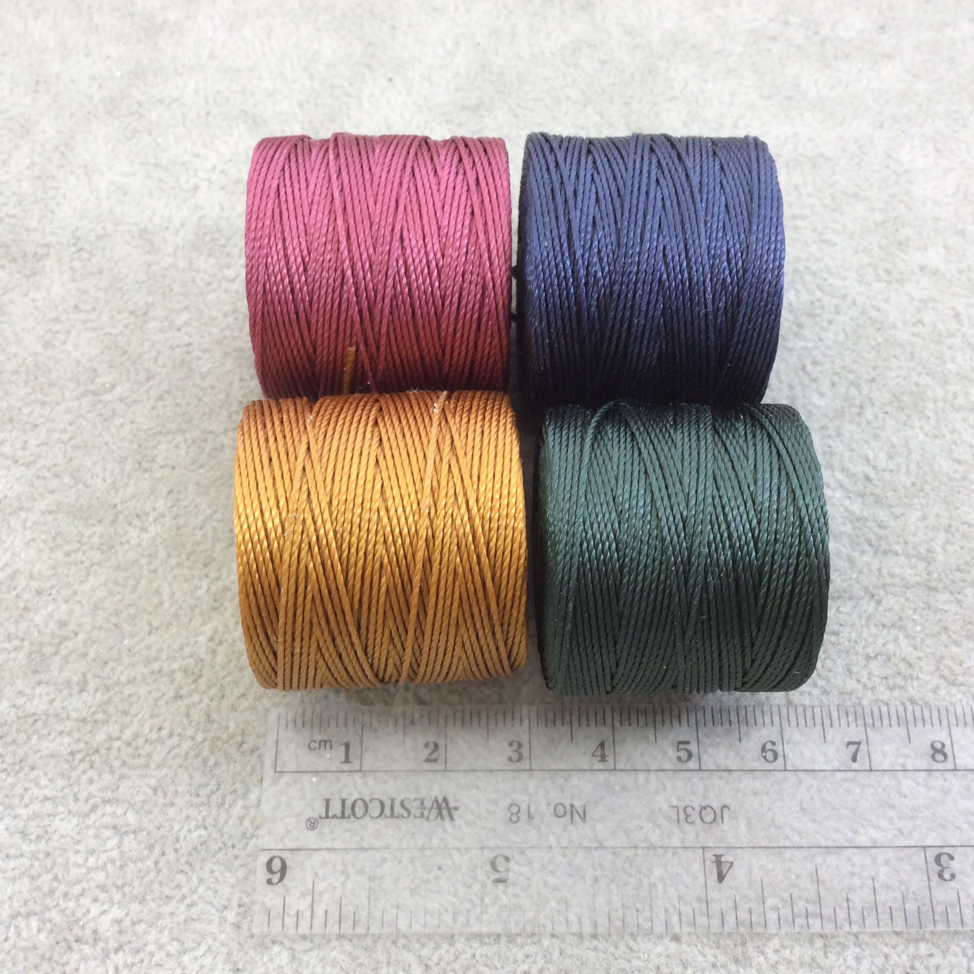 SET OF 4 - Beadsmith S-Lon 210 Color Coordinated Dark Tones Mix Nylon Macrame/Jewelry Cord Spool Set - 0.5mm Thick - (SL210-MIX6)