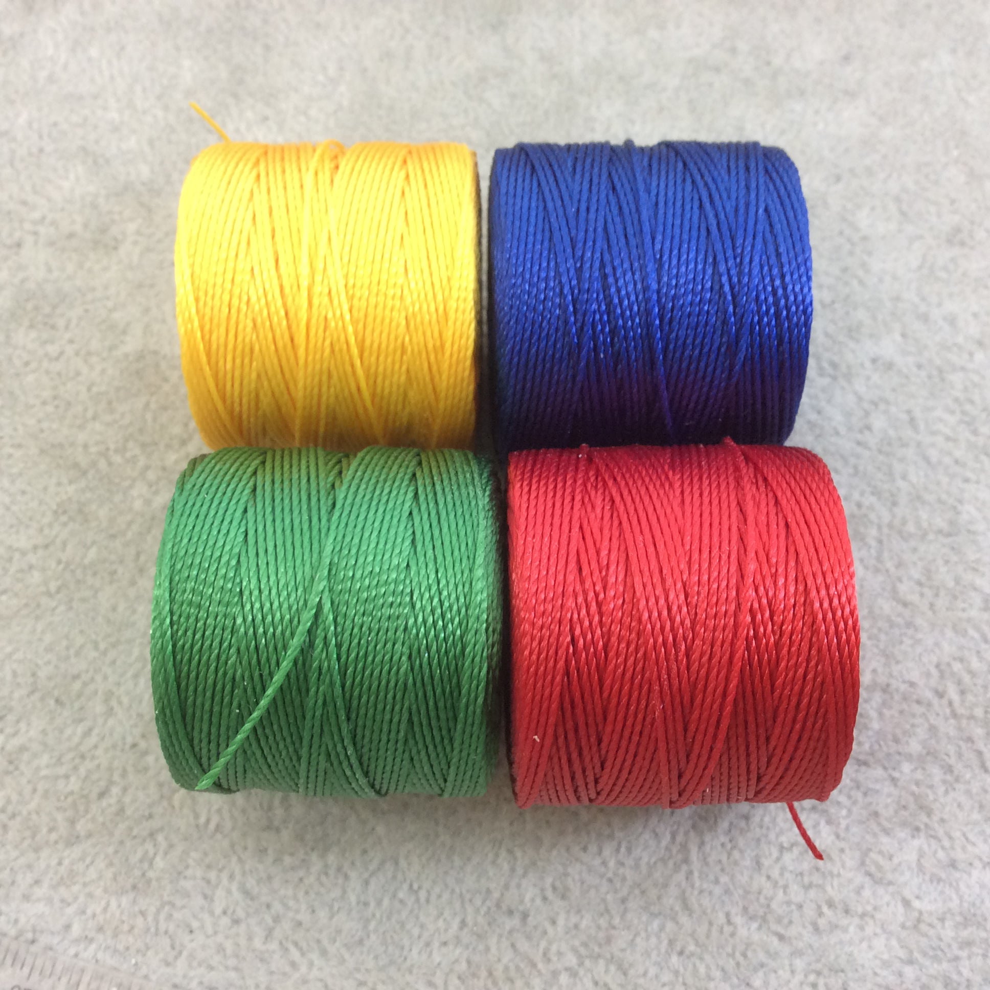 SET OF 4 - Beadsmith S-Lon 210 Color Coordinated Primary Colors Mix Nylon Macrame/Jewelry Cord Spool Set - 0.5mm Thick - (SL210-MIX2)