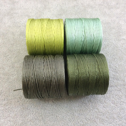 SET OF 4 - Beadsmith S-Lon 210 Color Coordinated Fresh Herbs Greens Mix Nylon Macrame/Jewelry Cord Spool Set - 0.5mm Thick - (SL210-MIX166)